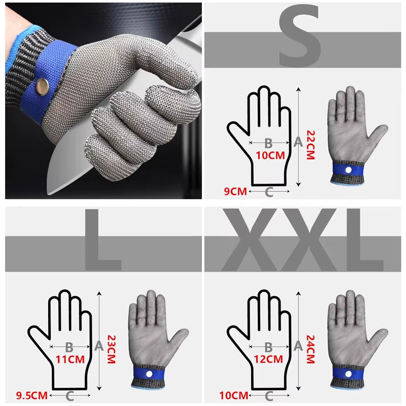 Anti-Cut Mesh Metal Glove Safety Cut Proof Stab Resistant Stainless Steel Wire Metal Mesh Butcher Protect Cut-Resistant Gloves