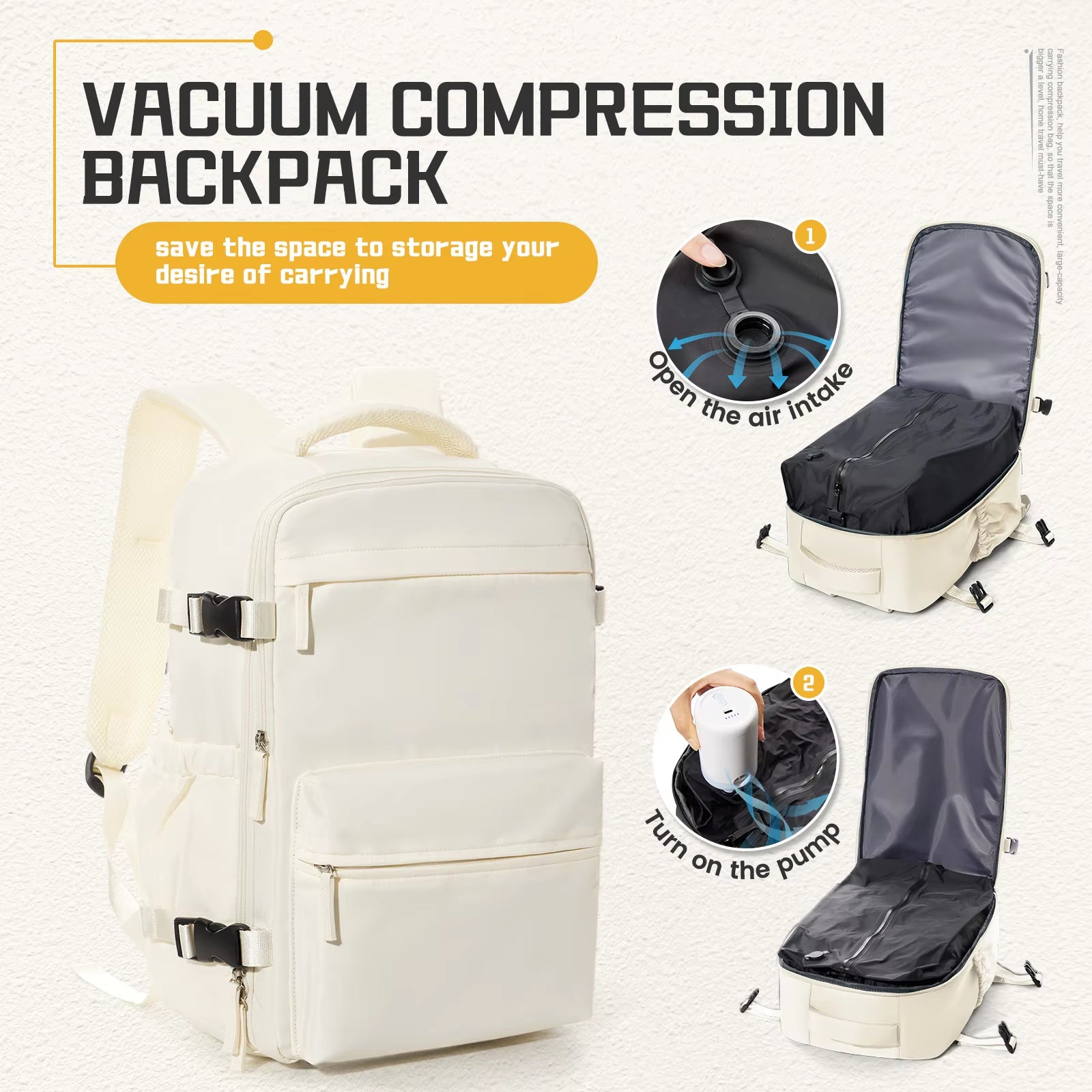 Men Vacuum Compression Backpack 15.6In Laptop Backpack Expand Hiking Vacuum Travel Backpack, Ryanair Backpack 40X30X20 Cabin Bag