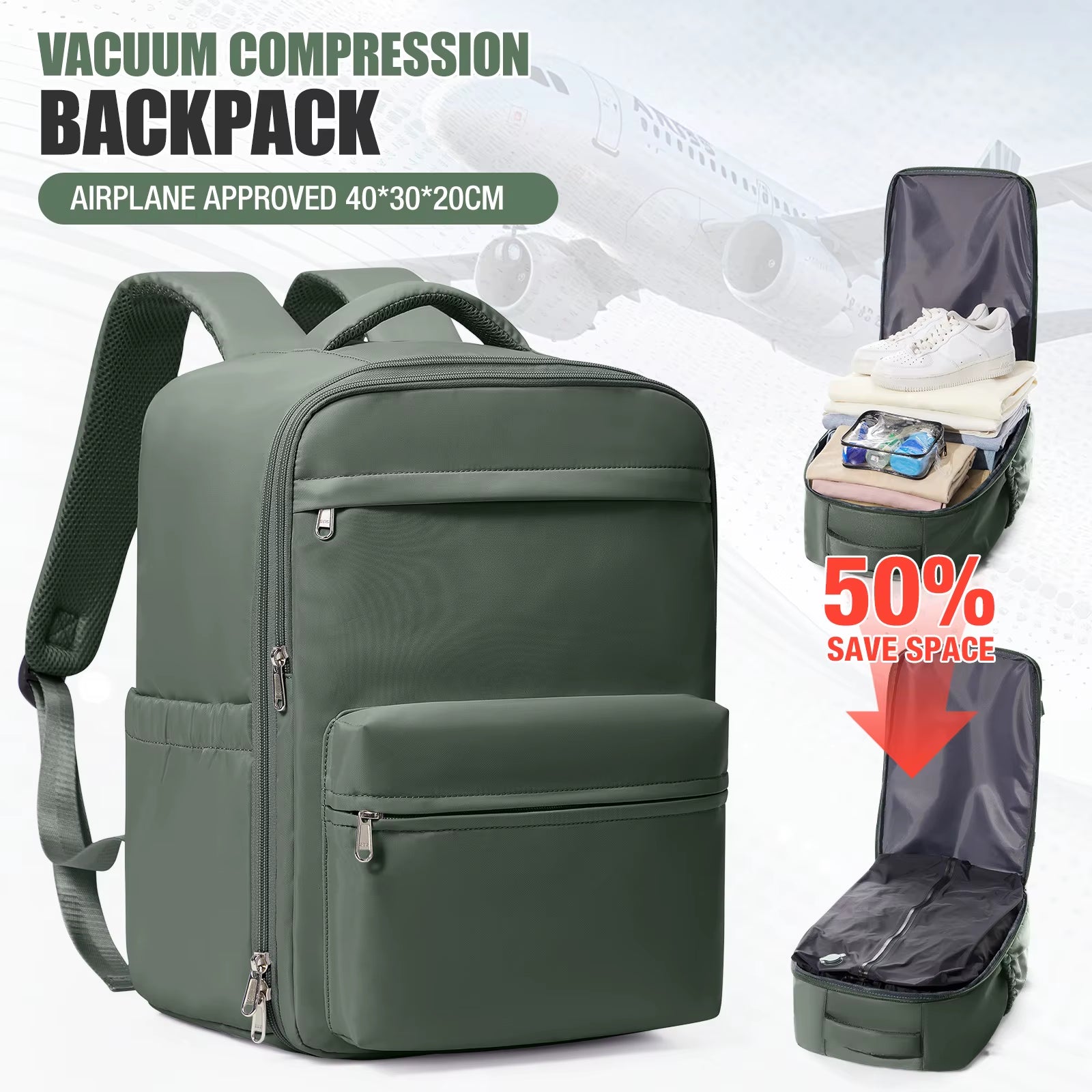 Men Vacuum Compression Backpack 15.6In Laptop Backpack Expand Hiking Vacuum Travel Backpack, Ryanair Backpack 40X30X20 Cabin Bag