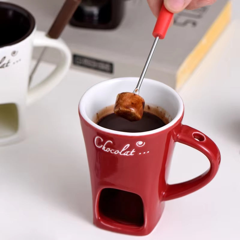 Fondue Pots Fondue Mug Set Personal Mini Chocolate Cheese Ice Cream Fondue Maker Kit Individual Butter Melter Cup Small Warmer